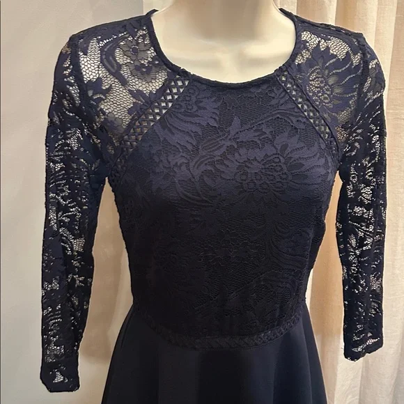 City Studio Navy Long Sleeve Lace Dress - Picture 4 of 5